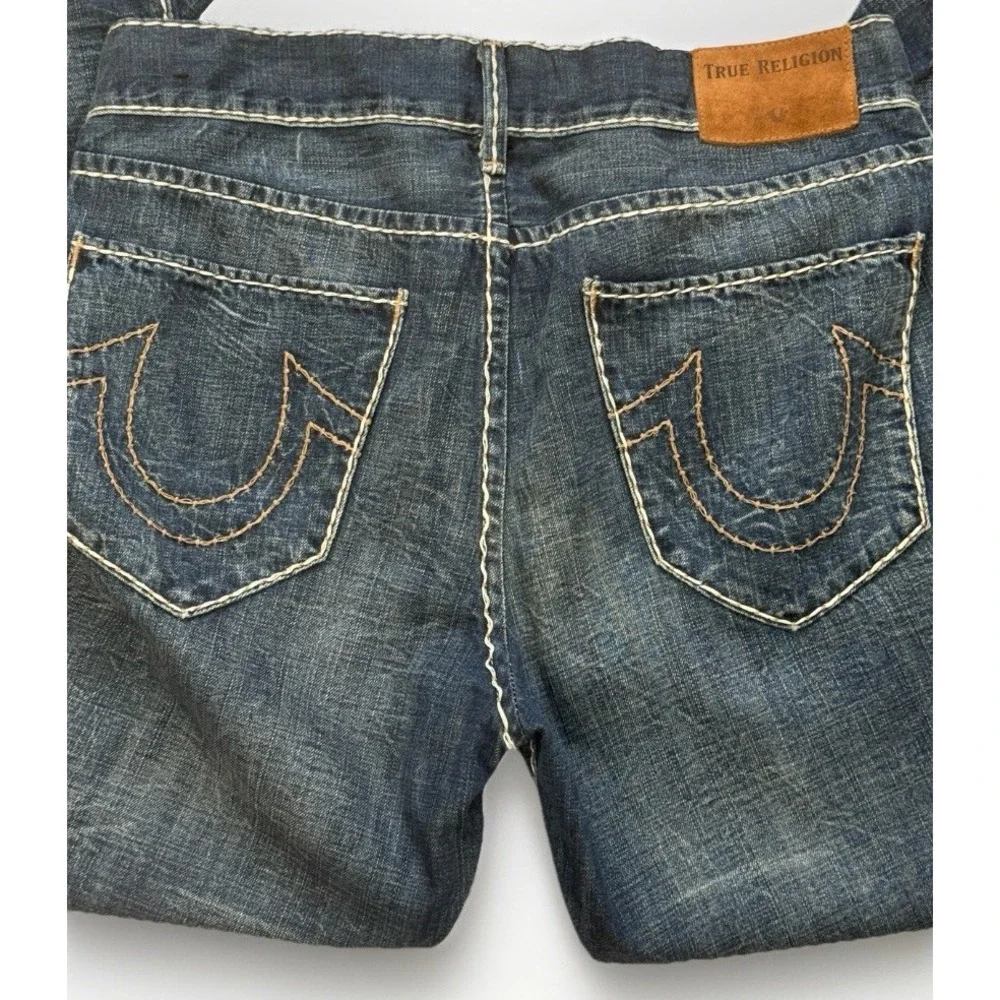 TRUE RELIGION Mens Slim Fit Jeans W34 - 36X34 Stretch Geno Thick Stitch